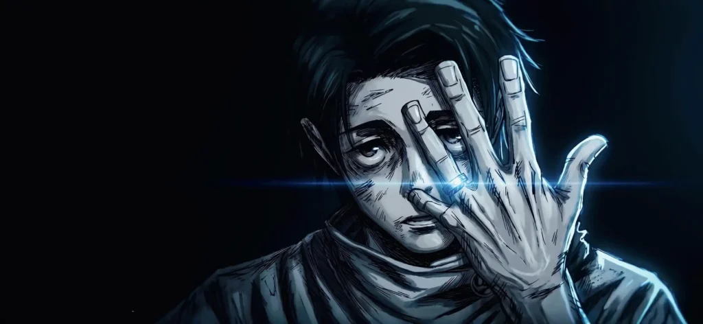 تصویر یوتا اوکوتسو (Yuta Okkotsu) در مانگای Jujutsu Kaisen با حلقه نفرین‌شده و نگاه جدی؛ نمایی نمادین از یکی از قدرتمندترین جادوگران نسل جدید در جوجوتسو کایسن.