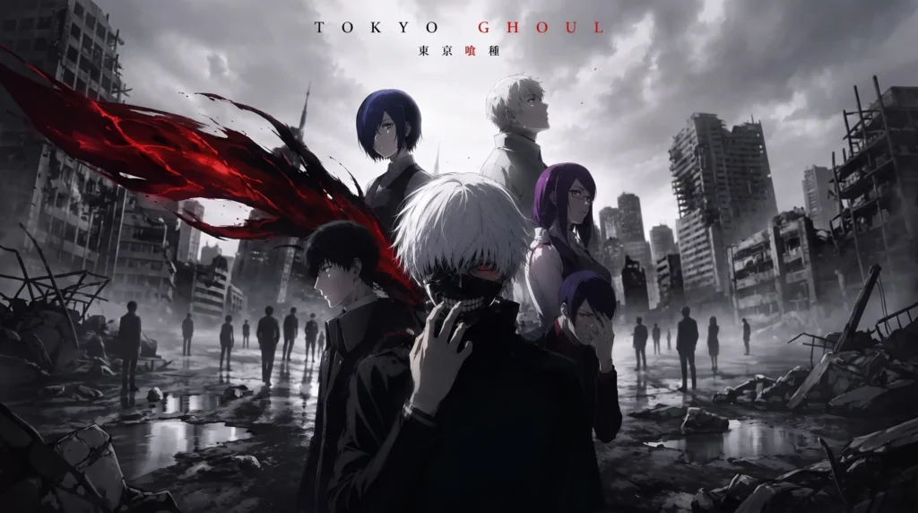 انیمه توکیو غول (Tokyo Ghoul) با حضور کن کانکی، توکا کریشیما، ریزه کامیشیرو و دیگر شخصیت‌های اصلی داستان