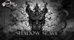 تصویر نقابی سیاه و شیطانی با شاخ هایی بلند، پوستر مانهوای Shadow Slave