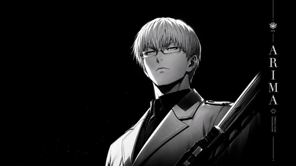 Tokyo Ghoul — کیشو آریما با عینک و لباس رسمی محقق CCG