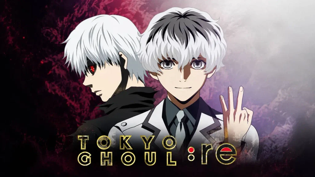 کانه‌کی به همراه ساساکی( دوشخصیتی بودن کانه‌کی) در پوستری از Tokyo Ghoul : re