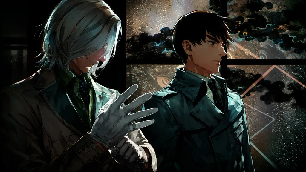 Tokyo Ghoul — دو شخصیت از سازمان CCG در نمایی سینمایی کنار پنجره